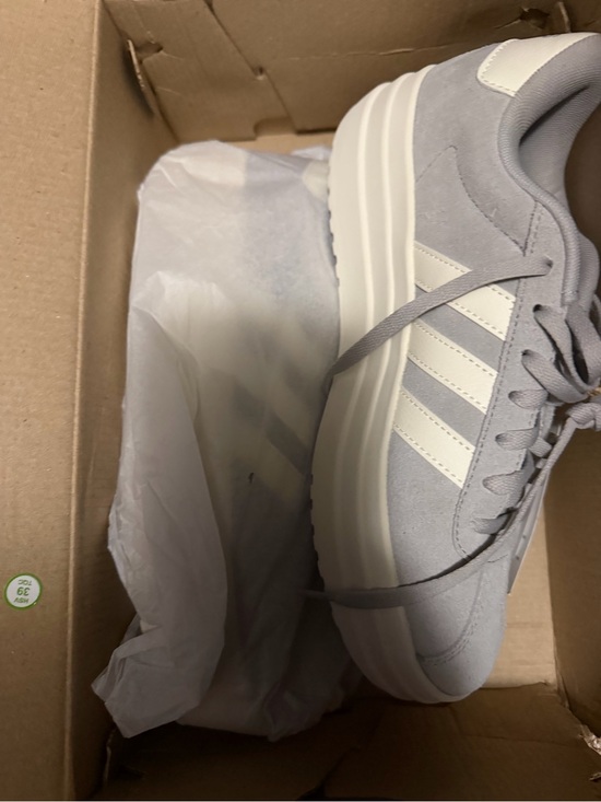 Shoes - Light Gray Suede Platform Sneaker with White Stripes